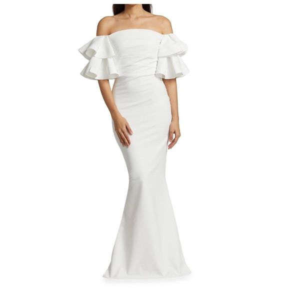 Chiara Boni La Petite Robe Parvati Off-The-Shoulder Gown Size 42(US6) $1295 - Picture 1 of 9